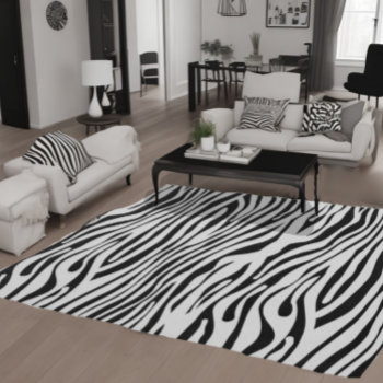 Faux Zebra Rug - Black And White Zebra Rug 8x10 by inspirationzstore at Zazzle