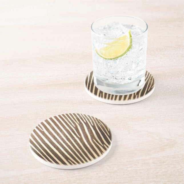 Faux Zebra Skin Pattern Drink Coaster (Side)