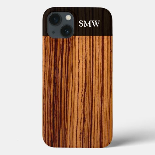 Faux Zebra Wood Grain Custom Personalized iPhone 13 Case