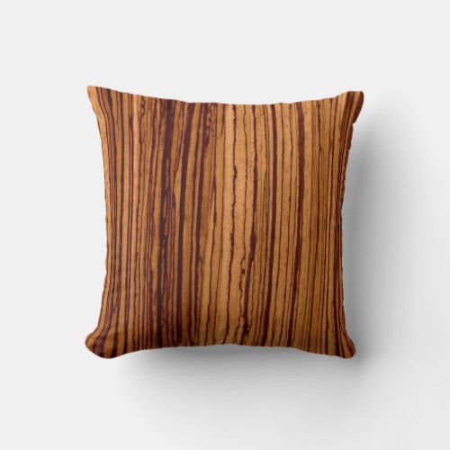 Faux Zebrawood Nature Pattern Throw Pillow