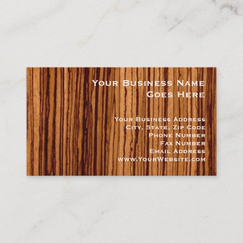 Faux Zebrawood Woodgrain Executive Business Card