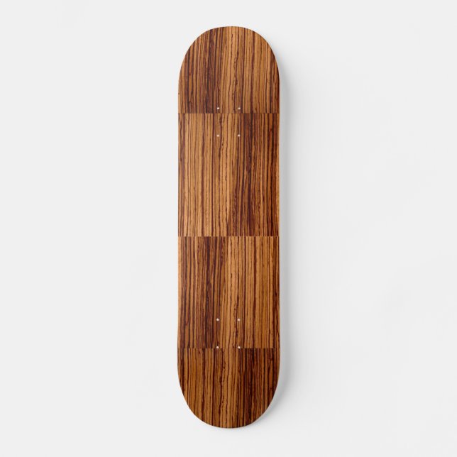 Faux Zebrawood Woodgrain Executive Skateboard Deck (Front)