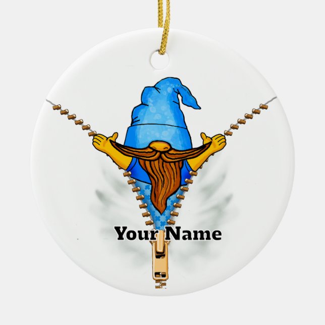  Faux Zipper Gnome Ceramic Ornament (Front)