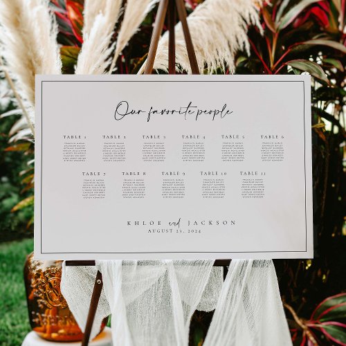 Fave Seating Chart 11 Table Minimal Wedding Sign