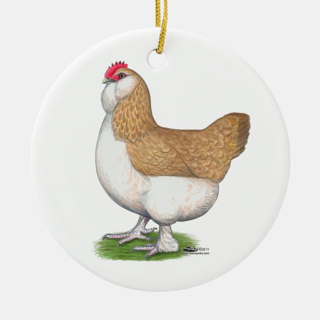 Faverolle Hen Ceramic Ornament (Front)