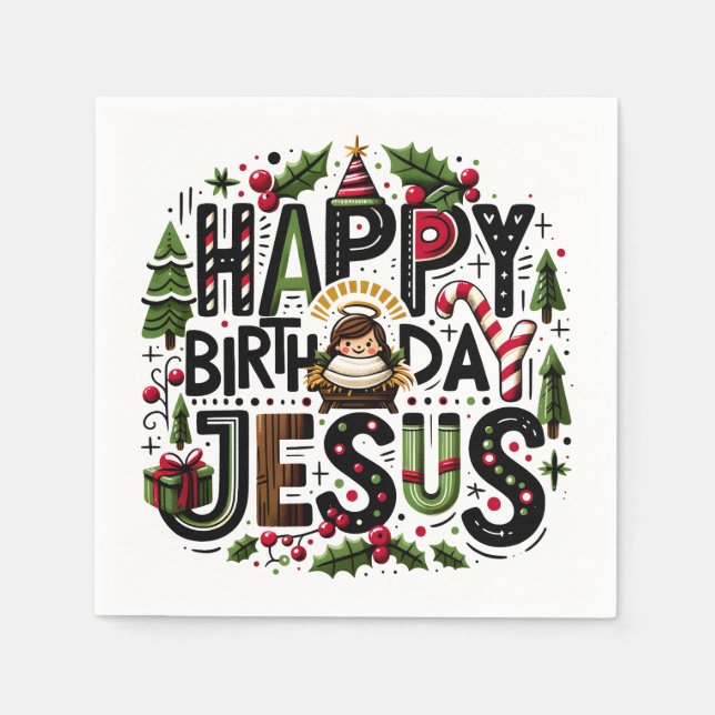 favor bag HBD Jesus Napkins (Front)