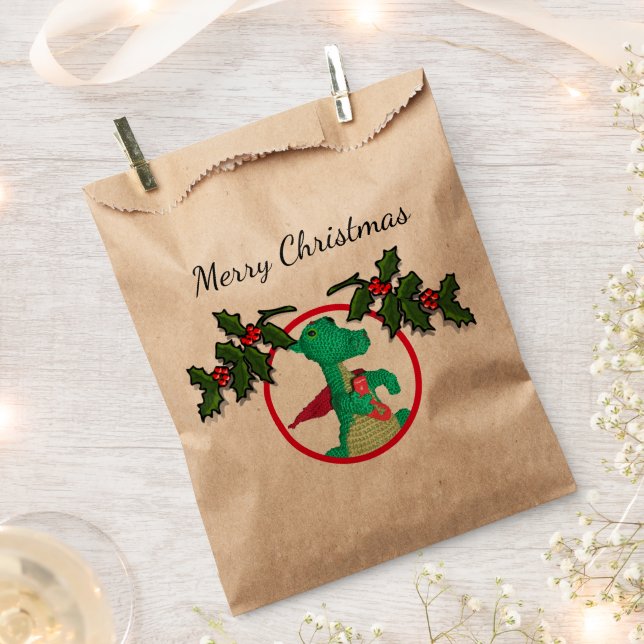 Favor Bag - Photo Circle with Holly Branches (Clipped)