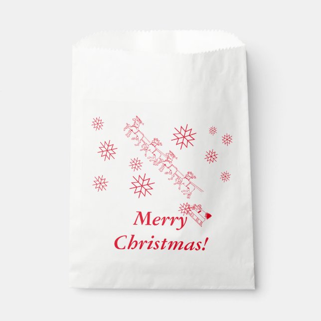 Favor Bag - Santa and Sleigh in Snow  (Front)