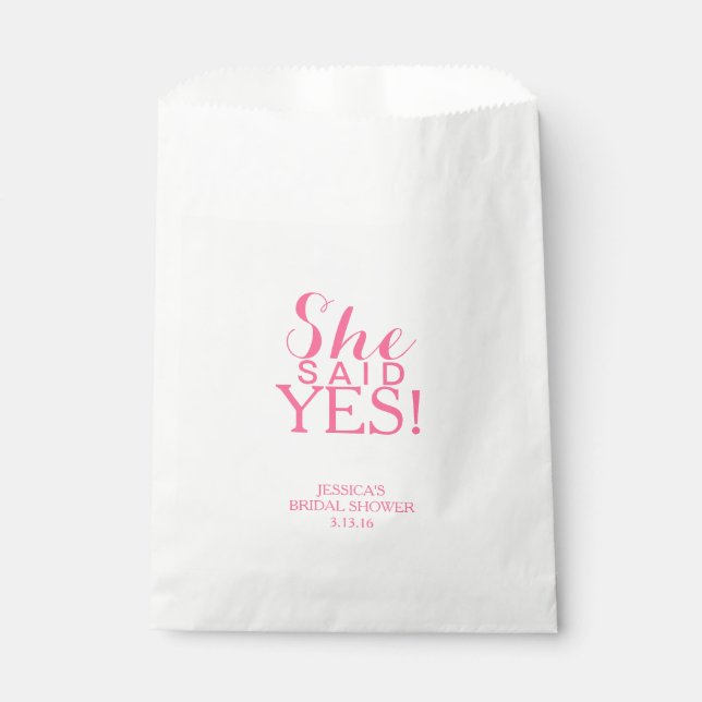 Favor Bag - She Said Yes (Front)