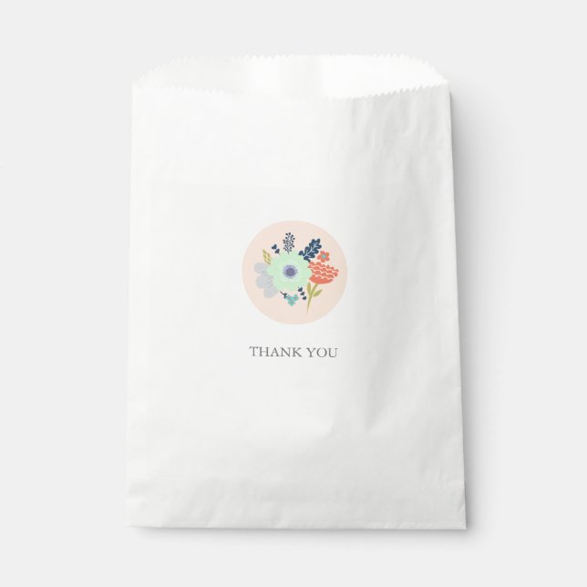Favor bag with peach floral design (Front)