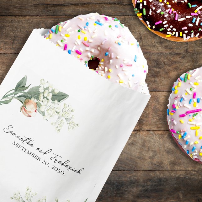 Favor Bags (Pretty Peach floral wedding treat bag)