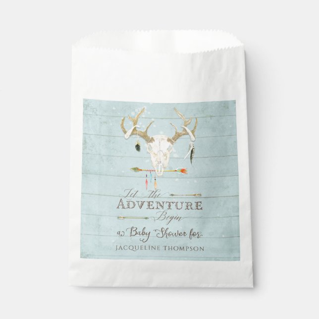 Favor Bags Baby Boy Shower BOHO Deer Antlers Arrow (Front)