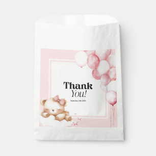 Favor Bags Baby Shower Pink Bear and Balloons