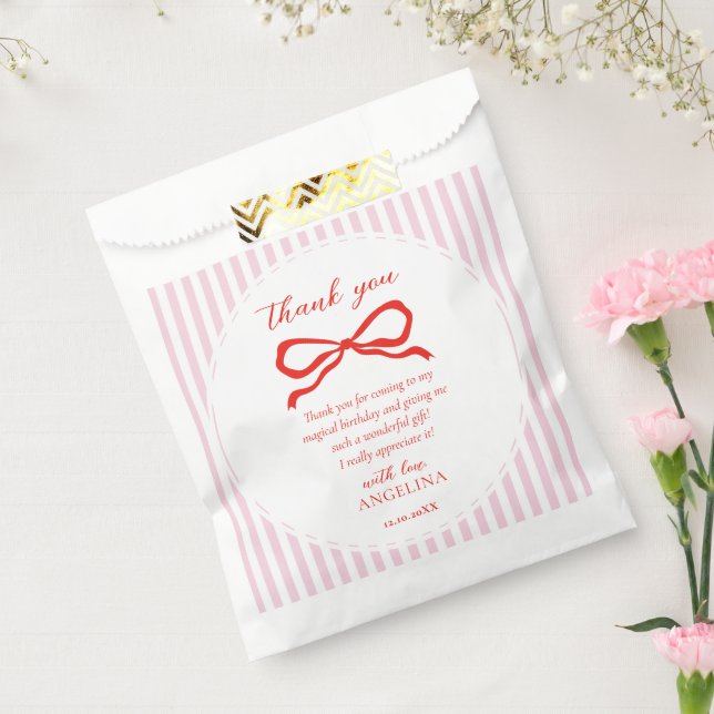 Favor Bags Elegant red birthday bow. (Sealed)