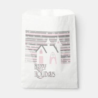 Favor Bags - Pink & Gray Wintry Scene