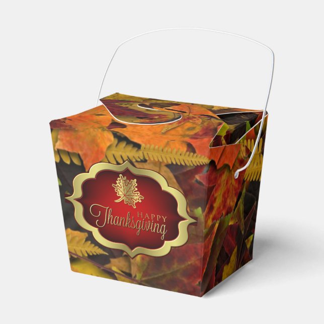 Favor Box - Autumn Leaves Happy Thanksgiving (Front Side)