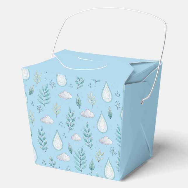 “Favor Box – Blue Winter Ornament Party Gift Box” (Front)