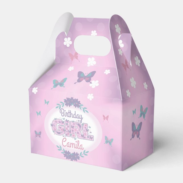Favor Box butterfly  birthday girl (Front Side)