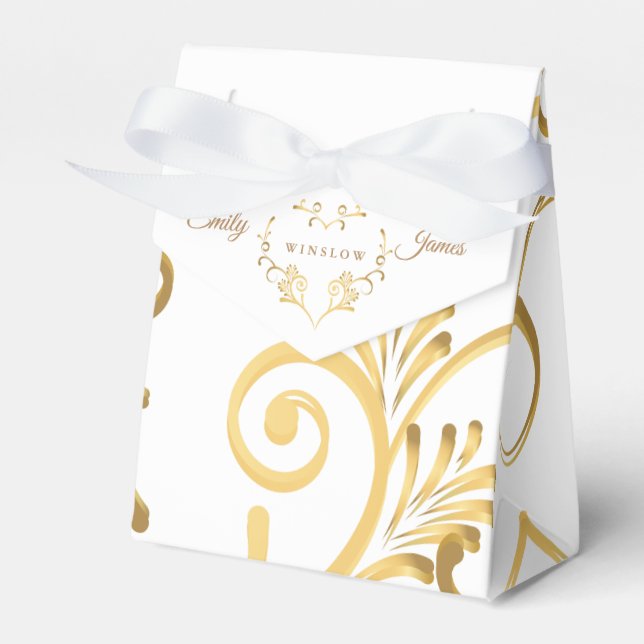 Favor Box-Fancy Gold Heart Favor Boxes (Front Side)