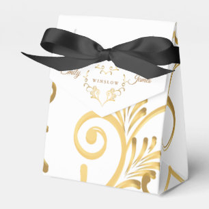 Favor Box-Fancy Gold Heart Favor Boxes