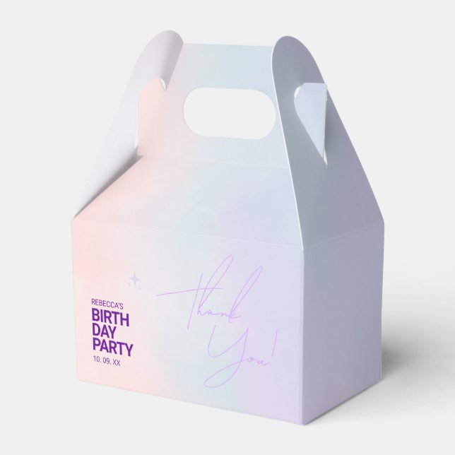 Favor Box for Gir's Birthday Party | Pink Elegant  (Front Side)