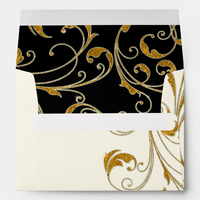 Favor Box Glam Old Hollywood Regency Black Tie Envelope (Back (Bottom))