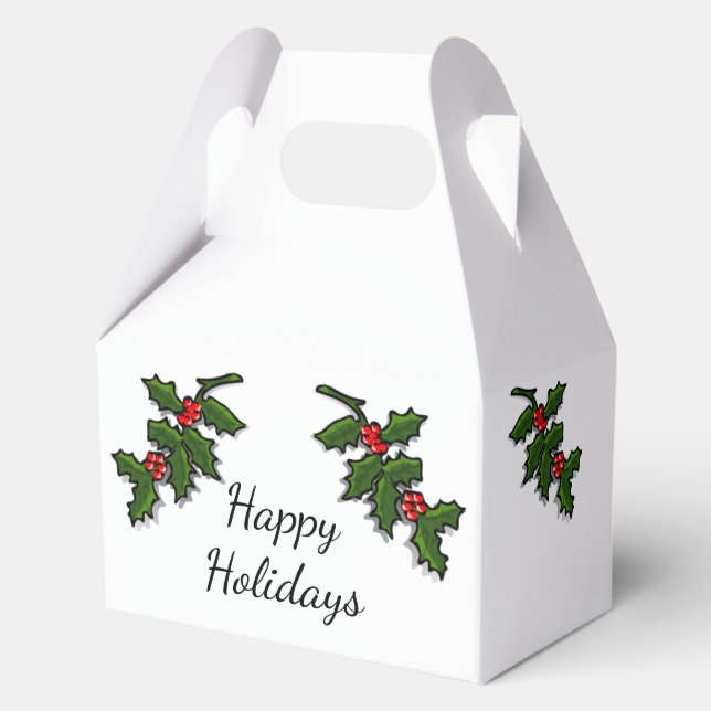 Favor Box - Holly Branches (Front)
