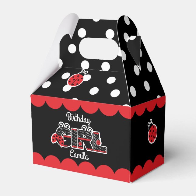 Favor Box Lady bug birthday Girl (Front Side)