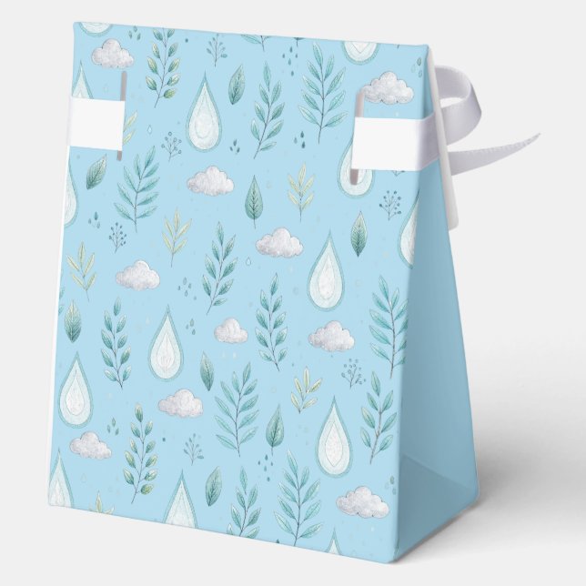 “Favor Box – Light Blue Winter Ornament Gift Box” (Back)