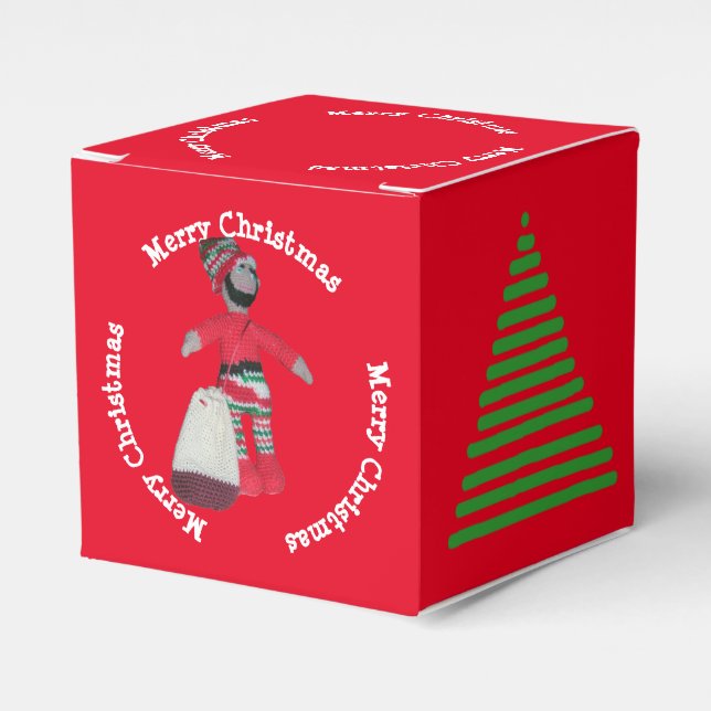 Favor Box - Merry Christmas Elf and Tree (Front Side)