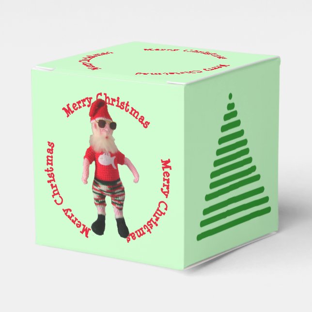 Favor Box - Merry Christmas Santa and Tree (Front Side)