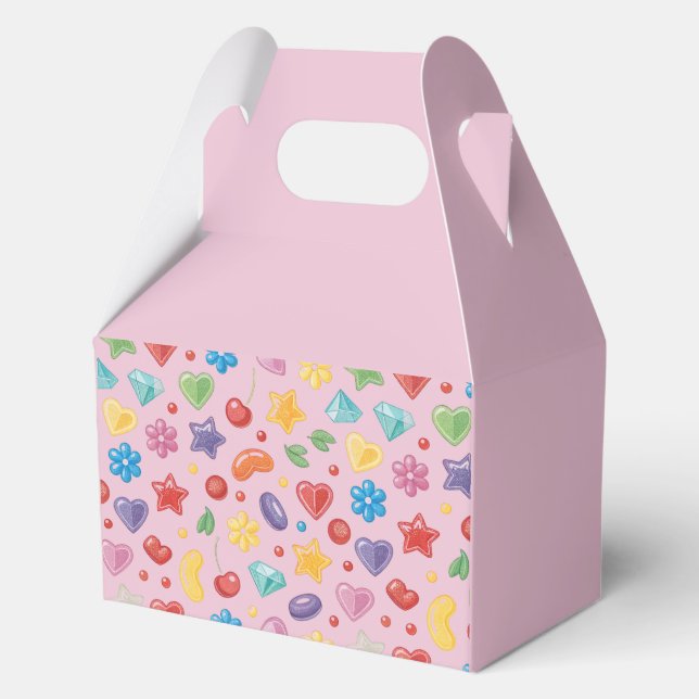 “Favor Box – Pink Candy & Star Party Gift Box” (Back)