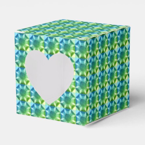 Favor Box _ Quilt Pattern Green and Blue