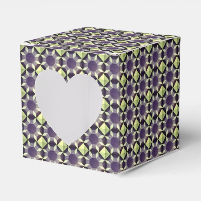 Favor Box - Quilt Pattern Green and Blue (Front Side)