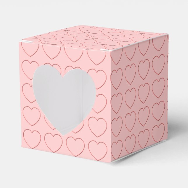 Favor Box - Red Wire Frame Heart on Pink (Front Side)