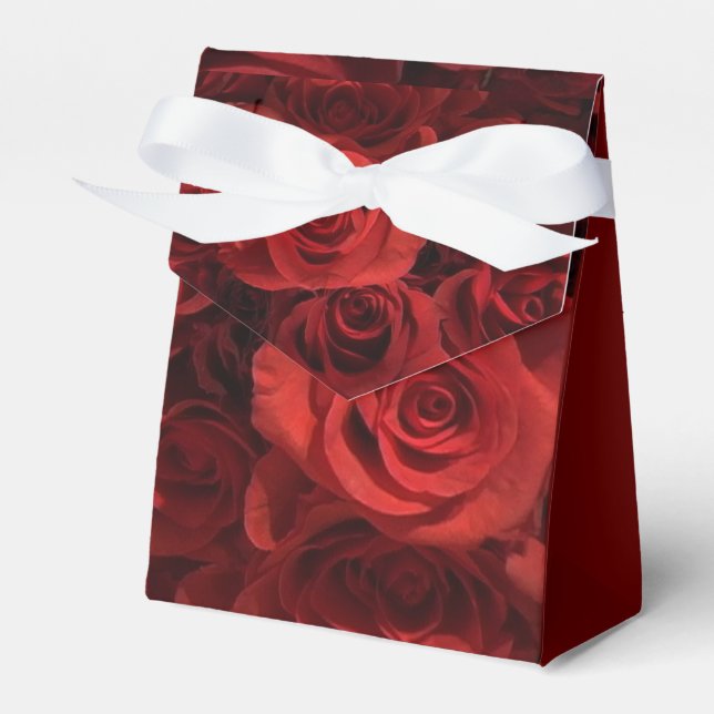 Favor Box Tent Style Red Roses  (Front Side)