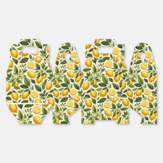 Favor Box - Yellow Lemons, Flowers (Unfolded)