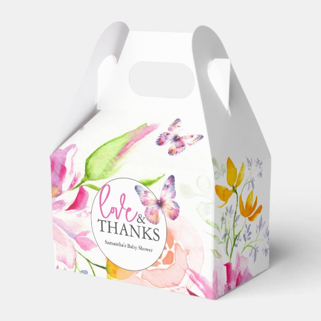 Favor Boxes Baby Shower Butterflies Florals (Front Side)