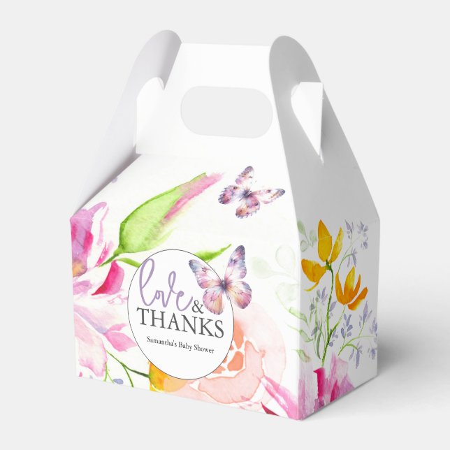 Favor Boxes Baby Shower Purple Butterflies (Front Side)