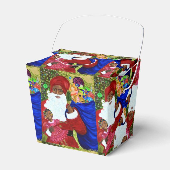 Favor Boxes - Take-Out - Black Santa Gifts - Xmas (Front Side)
