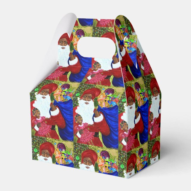 Favor Boxes - Take-Out - Black Santa Gifts - Xmas (Back Side)