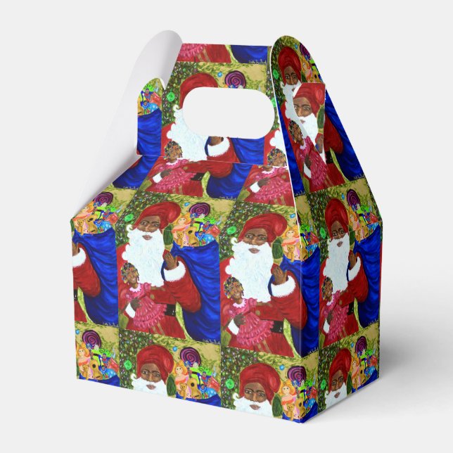 Favor Boxes - Take-Out - Black Santa Gifts - Xmas (Front Side)