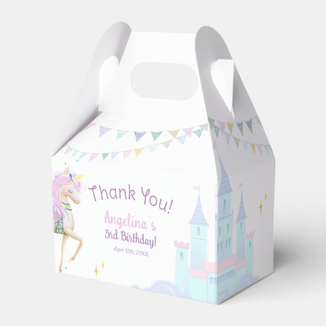 Favor Boxes Unicorn Birthday. (Front Side)