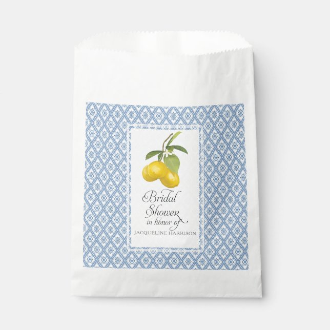Favor Bridal Shower Boho Farmhouse Barn Lemon Blue Bag (Front)