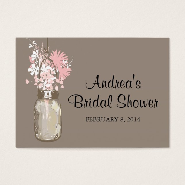 Favor Card Mason Jar Wildflowers (Front)