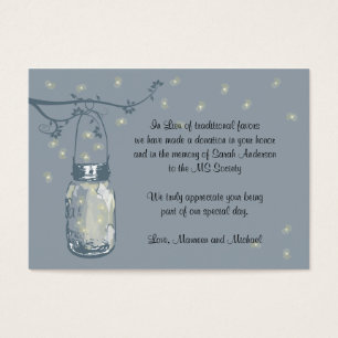 Favor Donation Card Fireflies & Mason Jar