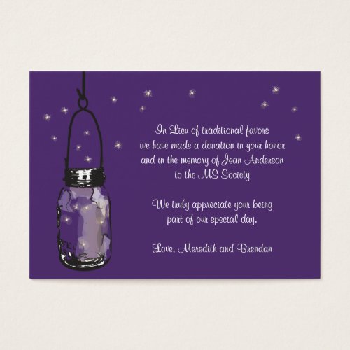 Favor Donation Card Fireflies &amp; Mason Jar Business Card Template