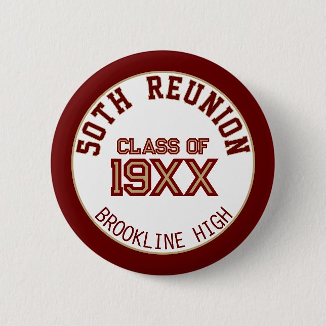 FAVOR! FUN 50th class reunion button (Front)