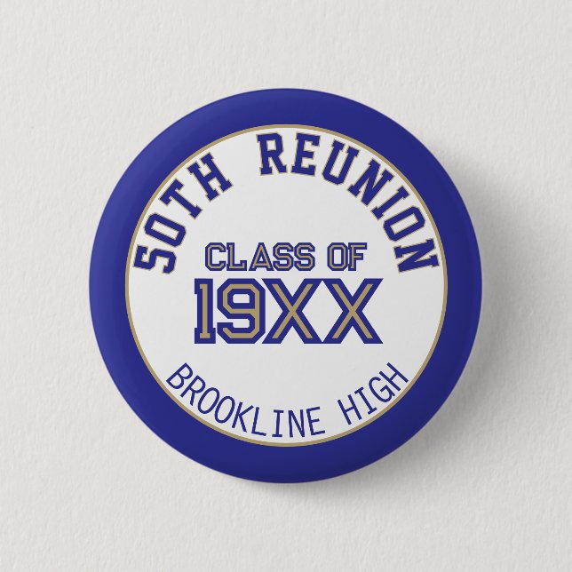 FAVOR! FUN 50th class reunion button (Front)