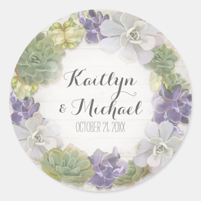 Favor Gift Bag Stickers Succulent Wooden Western (Front)